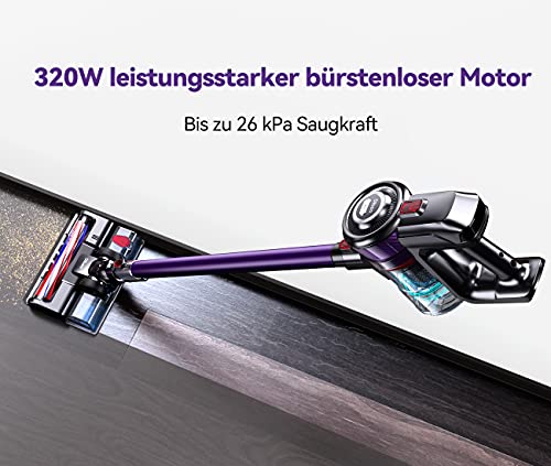 Aspirateur sans Fil Dibea, aspirateur Balai 26 kPa avec Un Maximum de 40 Minutes de Batterie Amovible, Poubelle Extra Large, extrêmement Silencieux et léger avec essuyage D18E - Image 7