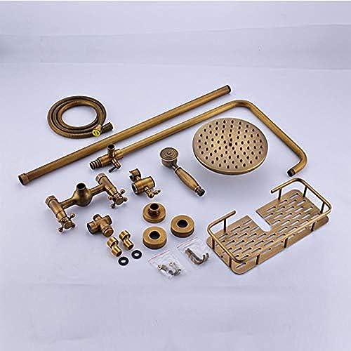 Robinet de douche en laiton antique avec étagère style rétro chic