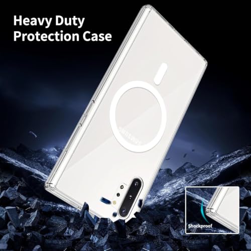 Image of JGD PRODUCTS Magnetic Case for Samsung Galaxy Note 10 Plus 5G Compatible with MagSafe, Shockproof Phone Bumper Cover, Anti-Scratch Clear Back (Clear)