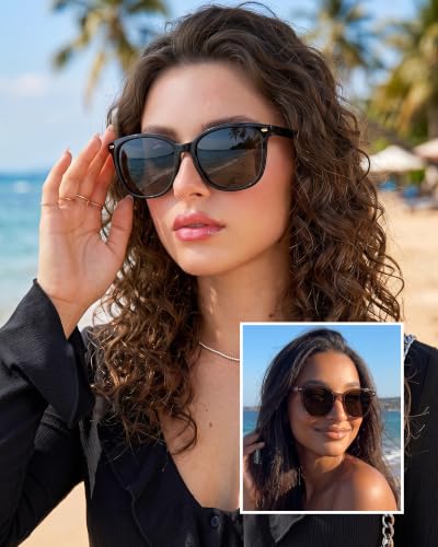 Image of FIMILU 2 Packs Sunglasses for Women Polarized UV400 Protection Lens Big Frame Fashion Glasses Trendy Stylish Shade