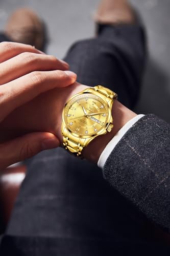 Image of OLEVS Men's Waterproof Watches Stainless Steel Waterproof Chronograph Wrist Watches Luxury Dress White Luminous Big Face Analog Quartz Male Watches