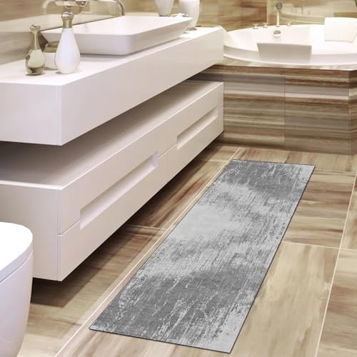 Alfombra pasillo 70 x 180 cm gris oscuro antideslizante lavable hogar 4