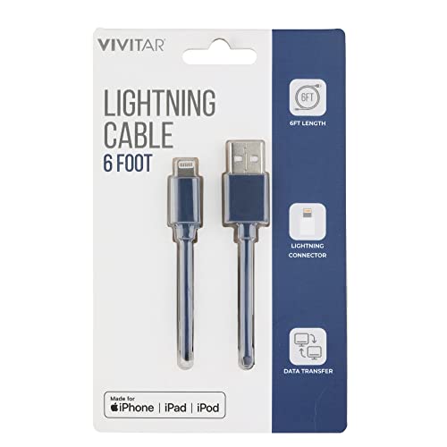 Vivitar Lightning To USB-A Cable, 6', Navy, NIL1006-NAV-STK-24