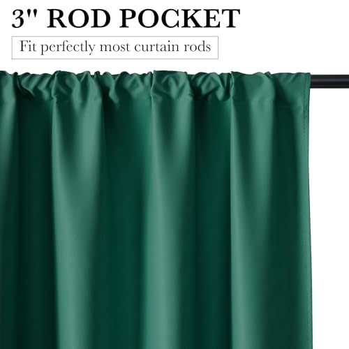 Image of RYB HOME 100% Blackout Short Curtains for Small Window, Thermal Insulated Total Room Darkening Noise Reducing Curtains for Kitchen Bathroom Basement, 42 inches Wide by 36 inches Long, Dark Green