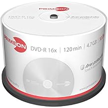 Primeon DVD-R 4.7GB/120Min/16x Cakebox 50 Disc, 2761204 50 Disc Silver-Protect-disc Surface