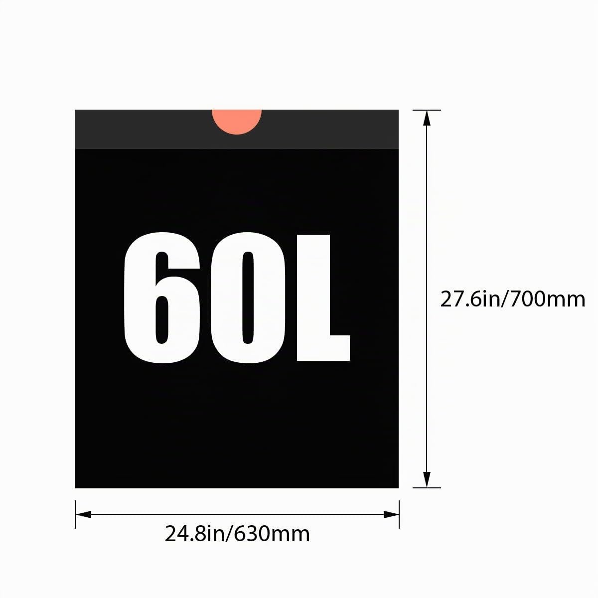 ASelected 200 Sacchi Spazzatura 60 litri 10 Pezzi con Laccetti Nero | Formato grande con maniglie, nero resistente, chiusura a scorrimento per cucina e ufficio quotidiano