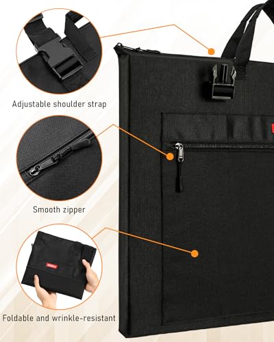 Image of Nicpro Light Weight Art Portfolio Bag, 18x 24 Inches Waterproof Art Portfolio Case with Shoulder & Handle Carry, for Artwork, Poster, Sketch Drawing, Canvas, Photography, Solar Panel Storage