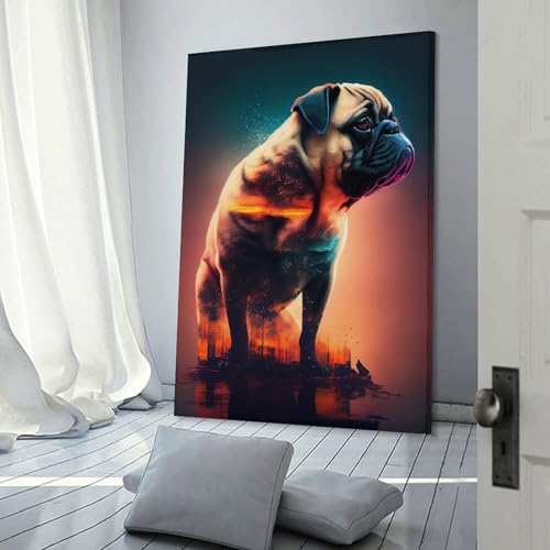 Tableau pug dog sur toile sinyumoney grand format 60x90 cm haute définition