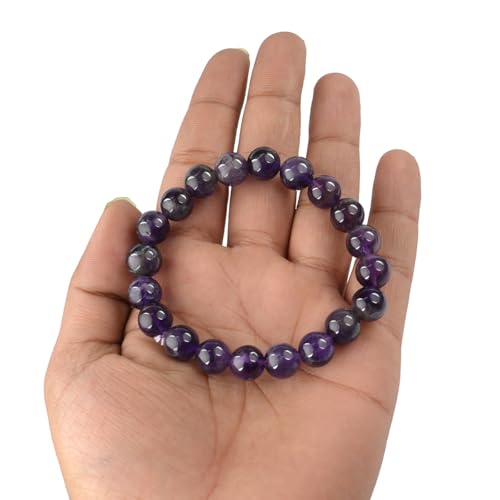 Image of Reiki Crystal Products Certified Natural Crystal Stone Round 10 mm Beads Bracelet for Men & Women | Reiki Charged Gemstone Jewellery Bracelet | Multiple Stone Variants Available