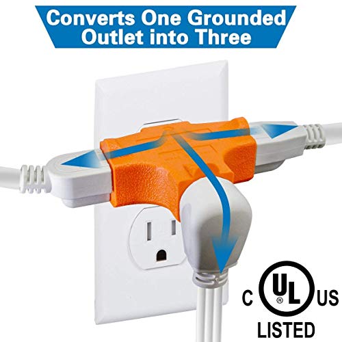 Kasonic 3-Outlet Grounding Adapter - 3 Pack + Outdoor Timer Outlet, 24 Hour Mechanical Timer Switch #TOP1
