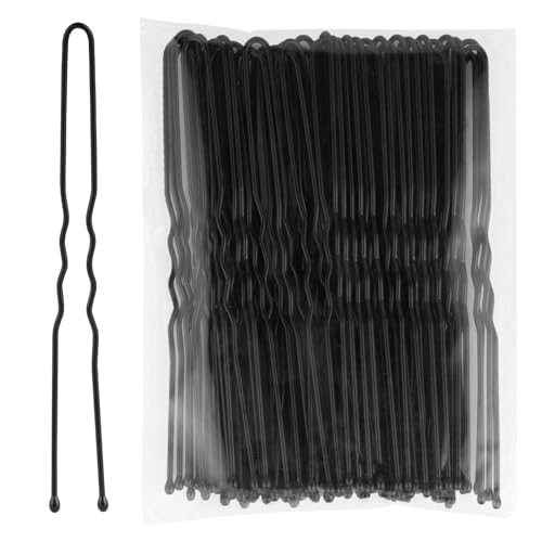 50 Pcs Horquillas Pelo Mujer, 7 cm Clips Pinzas Pelo Mujer, Horquillas en Forma de U de Metal para Mujeres Niñas Moños Largos, Lacios, Rizados, Todo Tipo de Cabello(Negra)
