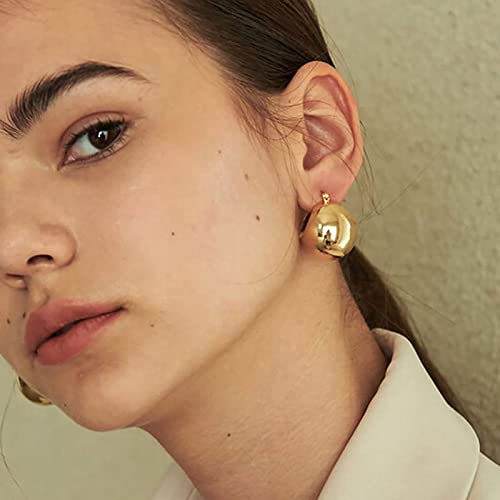 Earrings Drop Fashion Earrings Stainless Steel Round Earrings Women Creative Earrings Ball Earrings Punk Style Metal Earrings Thin Big Hoop Earrings For Women (Gold, One Size) #TOP6