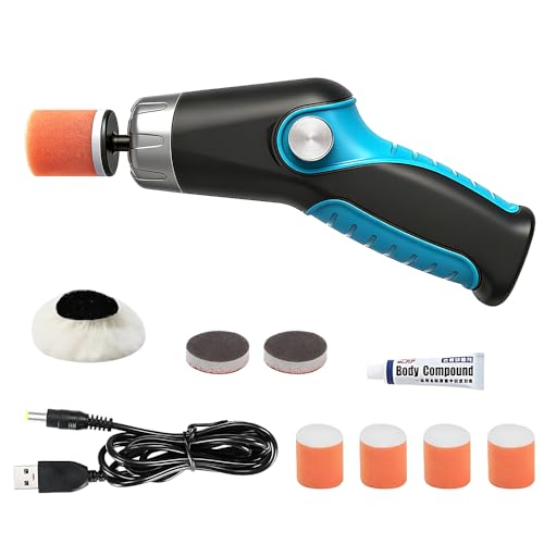NAVESO Mini Car Polisher 60W 2000MAH Cordless Car Polisher 8500RPM Car Polishers and Buffers with 3 Polishing Pads Electric Polishing Machines Kit for Body/Floor/Glass Polishing Waxing & Cleaning