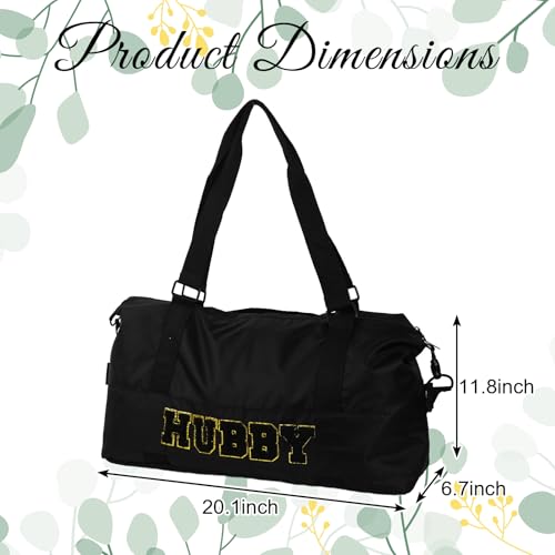 Whaline 2Pcs Wifey Hubby Duffle Bag Set White Black Waterproof Wedding Travel Bag Lightweight Weekender Tote Bag For Bridal Shower Honeymoon Party Organizer Supplies2