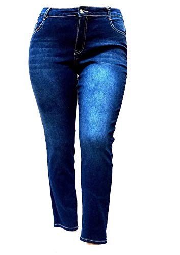 Jack David Fleur-De-lis Dark Blue Stretch Denim Jeans Womens Plus Size Skinny Leg JD36872