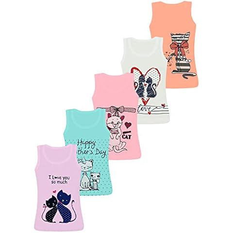 LOREZA ® 5 Stück Mädchen Baumwolle Unterhemden Tank Top Cover