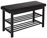 Datos técnicos: Material del asiento: exterior de piel sintética / interior de vellón | tablero DM | Material de la estructura: metal | Acolchado de asiento: 40 mm de espuma | Dimensiones: 82 x 32 x 46 cm | Peso: aprox. 7 kg. Contenido del envío: 1 zapatero, 2 estantes, 1 superficie de asiento, 1 instrucciones de montaje (idioma español no garantizado), 12 tornillos