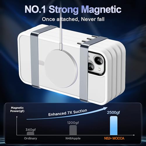 Image of MOCCA Magnetic Shockproof for iPhone 13 Case,Frosted White | 13ft Drop | Compatible with MagSafe | w / Screen & Lens Protectors | Anti-Slip Matte | Raised Camera & Screen Lip | Ultra-Slim