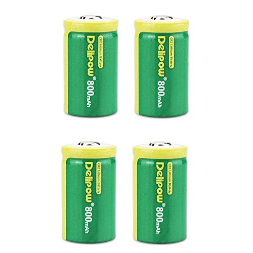 Delipow CR2 Rechargeable Batteries, 3-Volt, 800mAh, Lithium, MSDS Approved, Pre-Charged Photo Camera Battery (4-Pack)