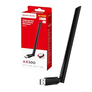 Mercusys TP-Link MA14H Chiavetta WiFi 6 AX300Mbps, WiFi USB per PC Fisso, Antenna ad Alto Guadagno, 2.4GHz/287Mbps, USB 2.0, WPA/WPA2, Supporta Windows 11/10/7 & Linux, Plug&Play