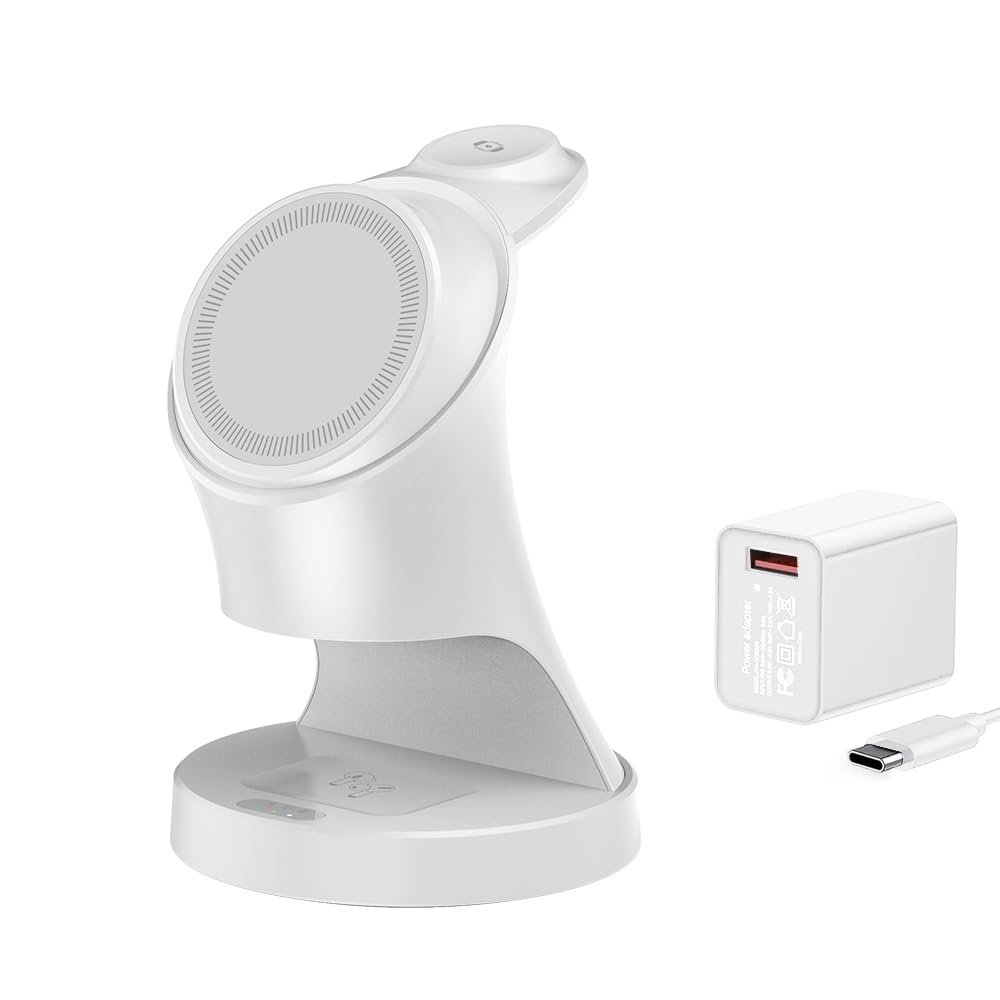 Photo 1 of Wireless Charger,3 in 1 Magnetic Wireless Charger Stand, Fast Wireless Charging Dock for iPhone17/16/15/14/13/12 Series, Apple Watch Series, AirPods Pro.