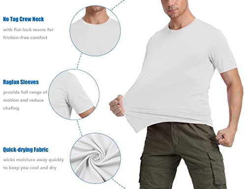 Biylaclesen Mens T-Shirts Short Sleeve Outdoor Fishing Shirts Uv Protection Shirts Athletic Fit T Shirts Sun Shirts For Men Work Shirts White #TOP5