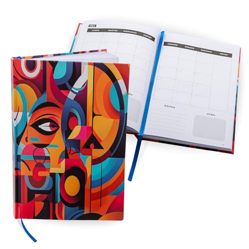 Spanish Weekly Planner & Habit Tracker – Undated 6"x9" Agenda en Español – Goal Setter, Monthly & Daily Organizer – Multicolor Hardcover
