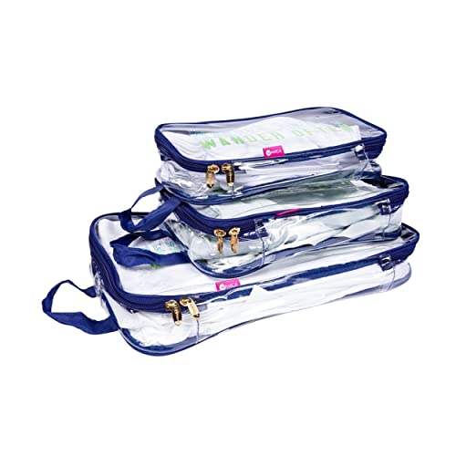 Cubes de rangement de valises Miamica set de 3 housses de voyage bleu