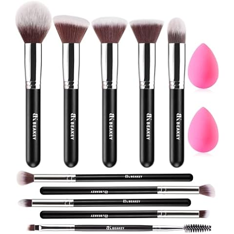 Pinceaux Maquillage BEAKEY 10+2pcs Cover