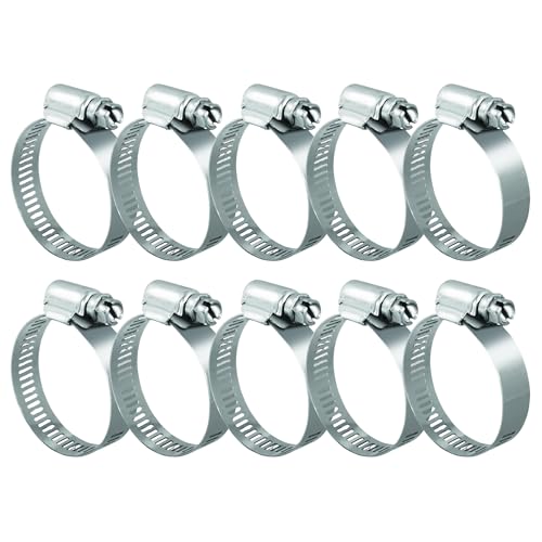 Grizzly Supply #52 Hose Clamp 10Pcs, Adjustable Stainless Steel Band with Zinc Plated Screw, Wire Hose Clips Worm Gear Hose Clamps