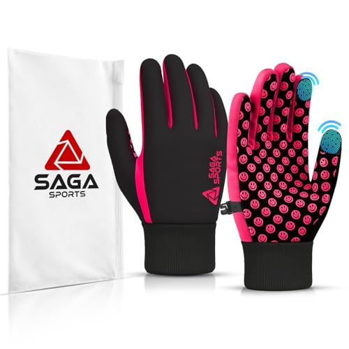 SAGA SPORTS Handschuhe Kinder – wasserdichte Fahrradhandschuhe Jungen & Mädchen, Touchscreen Winterhandschuhe für Kinder 4–12 Jahre, rutschfest & Warm, Softshell Sporthandschuhe Kinder