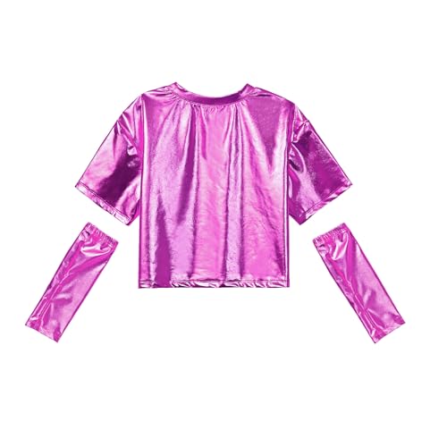Matching Doll&Girls Sparkly Shirt Rosen Shirt for Girls Shiny Long Sleeve Crop Top Dance Outfit Size 6 72