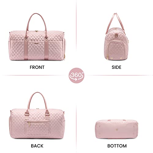 Lovevook Travel Duffle Bag, Weekender Bags For Women With Shoe Compartment, Quilted Carry On Overnight Bag With Toiletry Bag, Hospital Bags For Labor And Delivery, Gym Duffel Bag With Wet Pocket Pink #TOP7