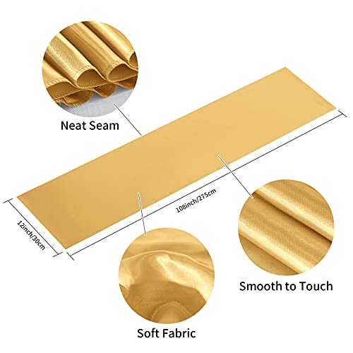 Yuhx Pack Of 1 Satin Table Runner 12 X 108 Inches Long,Gold Table Runners For Wedding, Birthday Parties, Banquets Decorations（Gold,1 Pack #TOP3