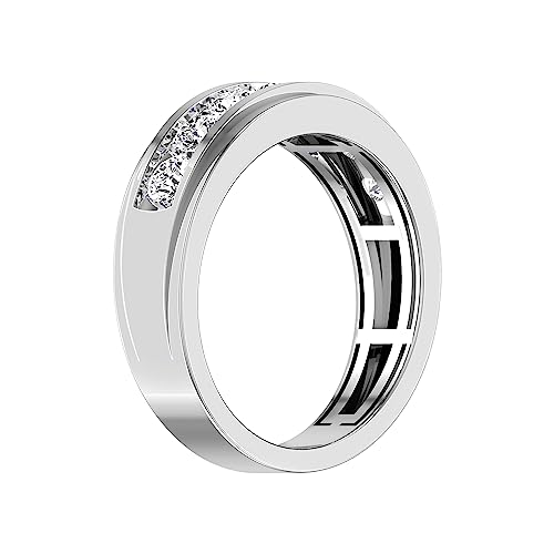 ALESSANDRA BETTINI® Engagement Band Ring, 1.25Ct Round Shape SI2/G-H Lab Grown Band, Men Wedding Diamond Band In 14K Or 10K White Gold3