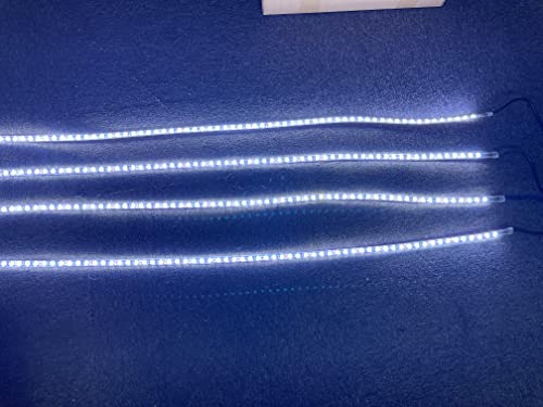 SDO 4PCS 1.4Meters White Single Row LED Light Strips LED Lights with 4Plugs Wire set Switch/Remote Ctrl IP68 for Car Truck Tire Ring Hood Light Grill Light&Making 17.5'' Pure White Rim Lights