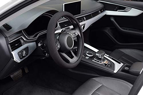 Kafeek Steering Wheel Cover, Universal 15 Inch, Microfiber Viscose, Anti-Slip, Odorless, Black #TOP3