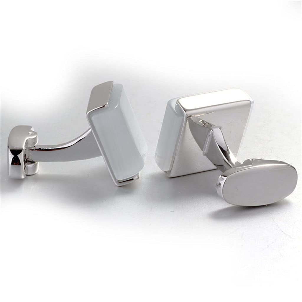 Rilascio Gemelli in opale bianco Polsini della camicia francese Gemelli della camicia francese eleganti e raffinati Gemelli della camicia francese sobri ed eleganti