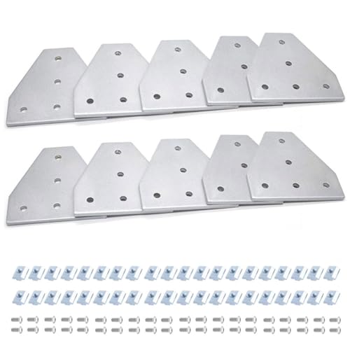 Image of 10pcs 4040 Corner Bracket T Joint Plate Connector T Slot Hardware V Slot Accessories 4040 4080 Aluminum Extrusion Bracket Silver