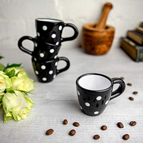 City to Cottage® Cerámica en Negro y Blanco | Diseño de Lunares | Hecha y Pintada a Mano | Cerámica Esmaltada 2oz/60ml… - Imagen 6