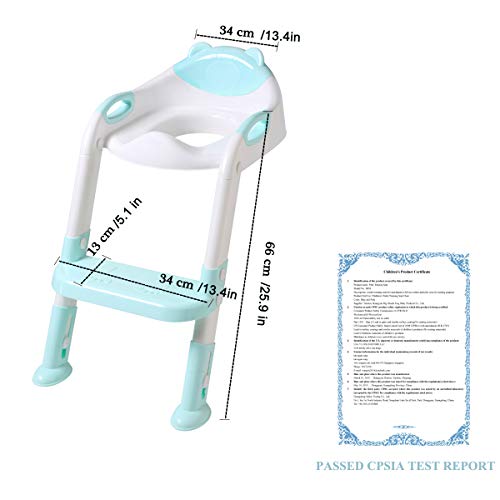 Potty Training Seat with Step Stool Ladder,SKYROKU Potty Training Toilet for Kids Boys Girls Toddlers-Comfortable Safe Potty Seat with Anti-Slip Pads Ladder (Blue)