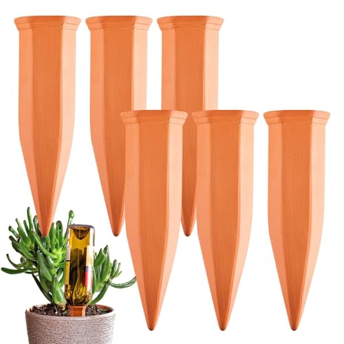 Aspersor automático   Puntas de riego automático de terracota, puntas de riego transpirables universales de arcilla | 6 dispositivos de riego para macetas en forma de cono, aspersor por goteo