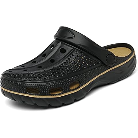 INMINPIN Mens Womens Garden Clogs Shoes Beach Slippers Pool Water Sandals with Comfortable Arch Support Insole black Size: 9.5-10.5 Women/8-9 Men Cover