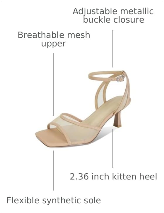 Image of SOVANYOU Mesh Kitten Heels for Women Strappy Sandals with Ankle Strap Comfort Summer Open Toe Heels for Dress