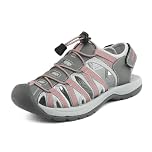 DREAM PAIRS Women's Sandals Closed Toe Walking Sandals for Ladies Athletic Outdoor Sports Summer Flats Treking Shoes,Size 5,Grey/Coral,160912-W-N