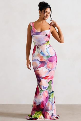 Bodycon Dresses for Women Sexy Strap Shoulder Asymmetric Cowl Neck Backless Slim Long Elegant Party Maxi Dress4