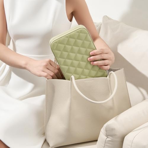 Lolalet Caja de Joyería de Viaje Portátil, Organizador de Joyas de Piel Sintética con Espejo para Pendientes, Anillos, Collares y Pulseras – Tamaño,Verde - imagen 4