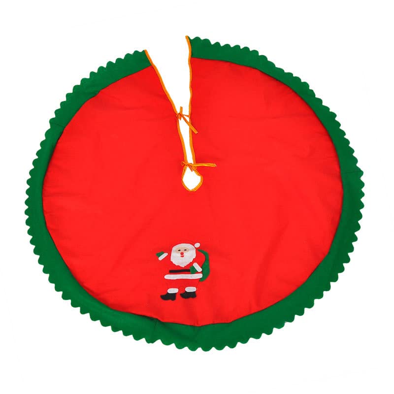 Christmas Tree Skirt with Santa Pattern | Santa Claus Tree Table Runners | Color- Red