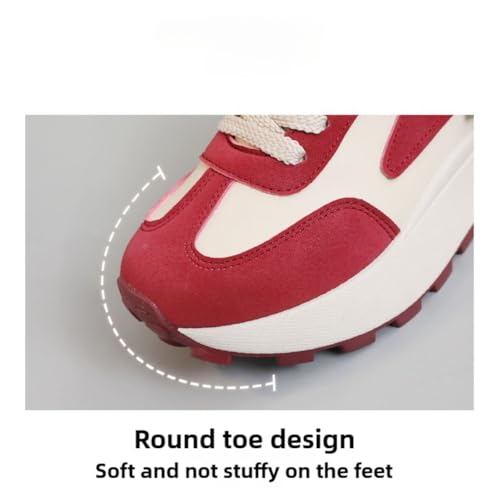 Chunky Heel Platform Sneakers Color Block Soft Trendy Anti-Slip Chunky Shoes Durable Wide Tennis Casual Running Athletic Walking Dress4