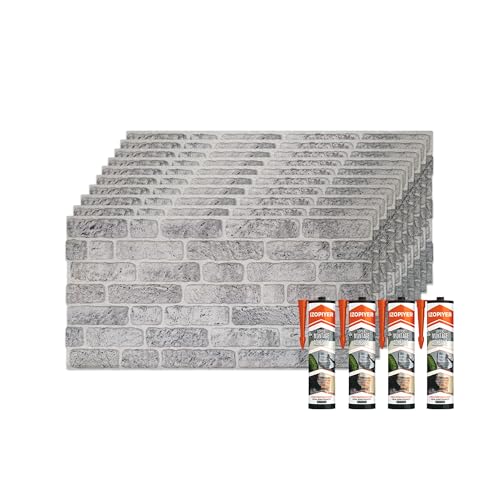 IZODEKOR 3D Wandpaneele Steinoptik | 50x100x2 cm | Styropor Wandverkleidung Steinoptik aus EPS für Innen- und Außenbereiche | Wasserfest | Inklusive Styroporkleber | SL-1702